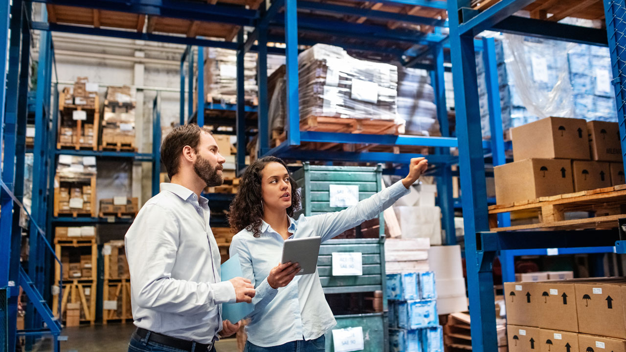 Business owners checking inventories